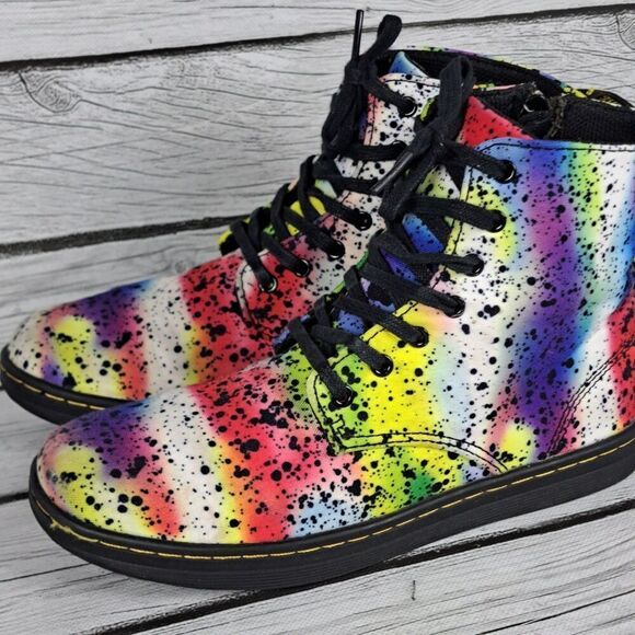 Dr. Martens Marley Hackney Booties AirWair Canvas Splatter Paint Youth 3 - Picture 3 of 11